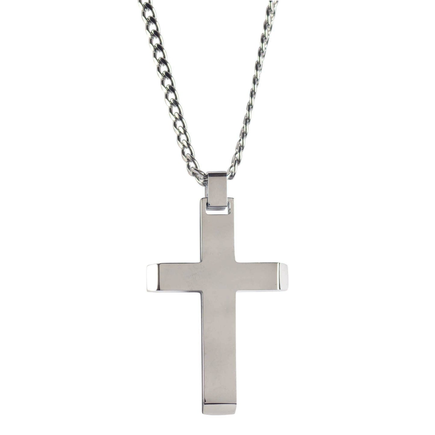 Men's Stainless Steel Slant Cross Necklace