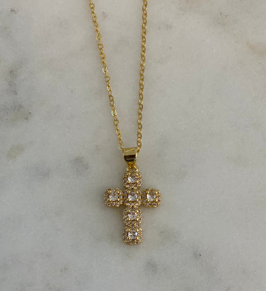 Emily 18k Gold Plated and CZ Cross Necklace