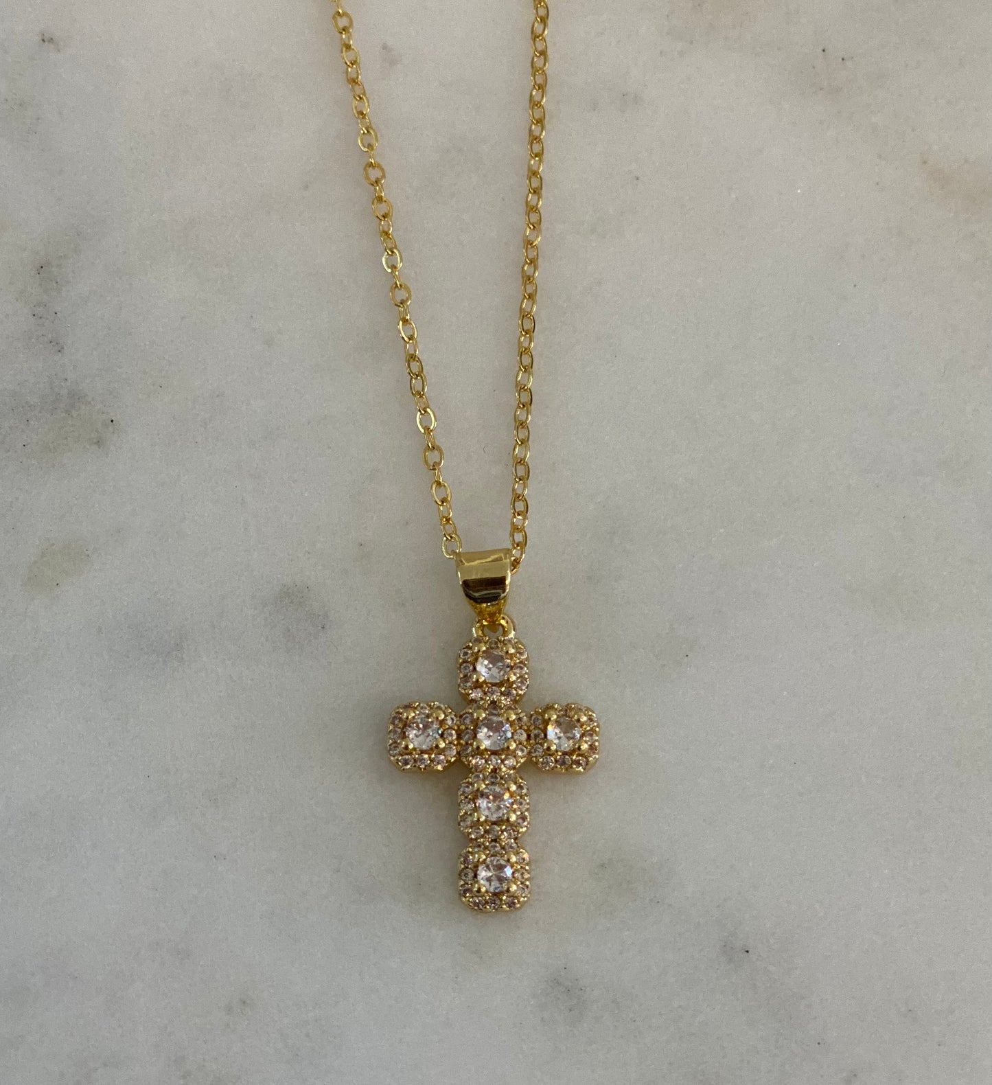 Emily 18k Gold Plated and CZ Cross Necklace