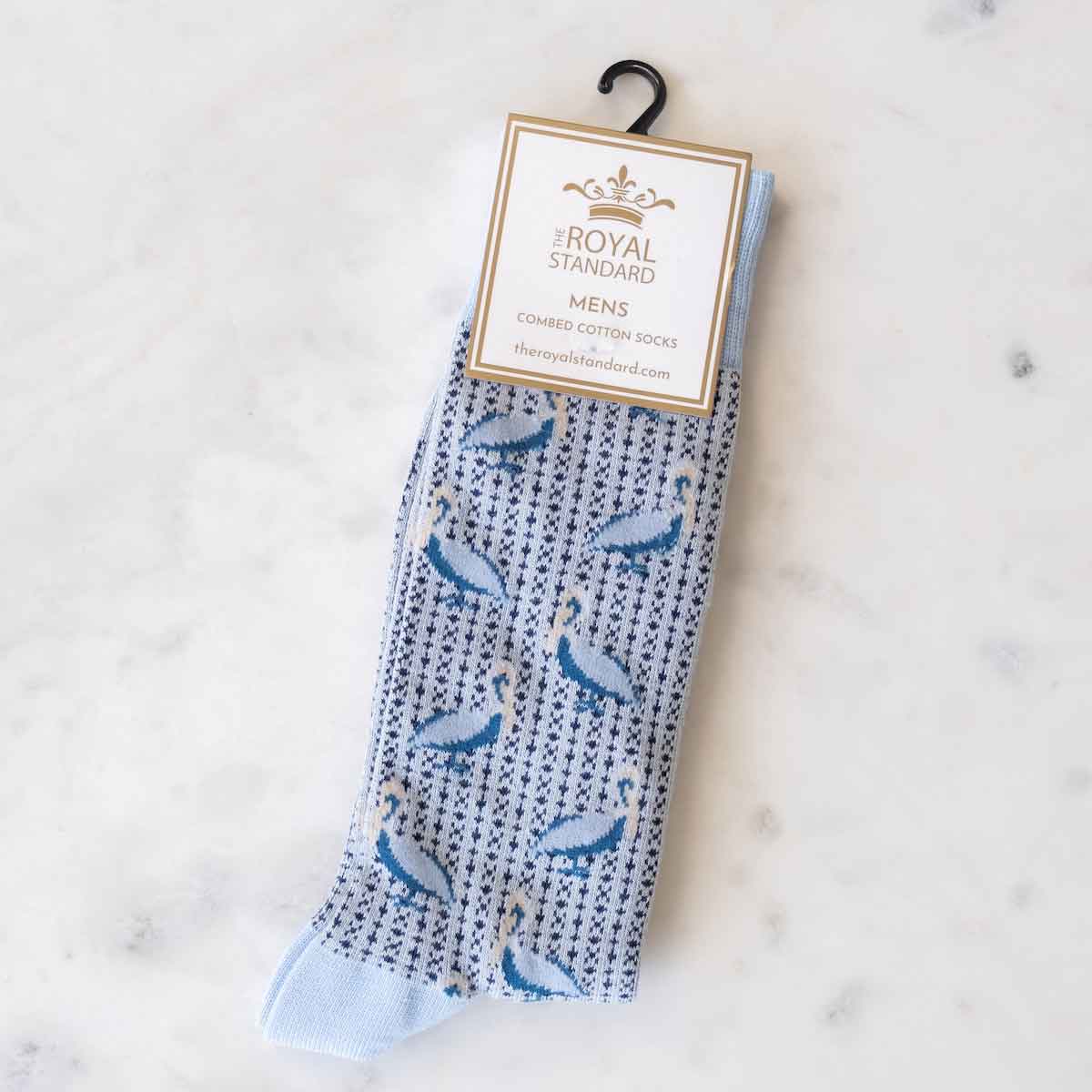 Men's Pelican Socks   Gray/Sky Blue   One Size
