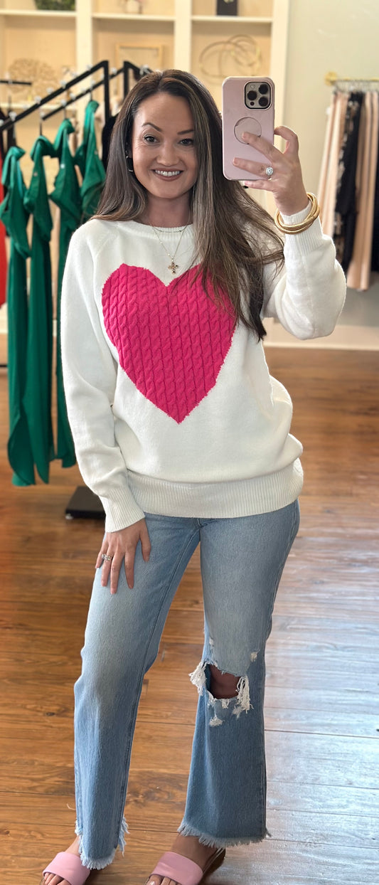 Heart Shape Cable Detail Sweater