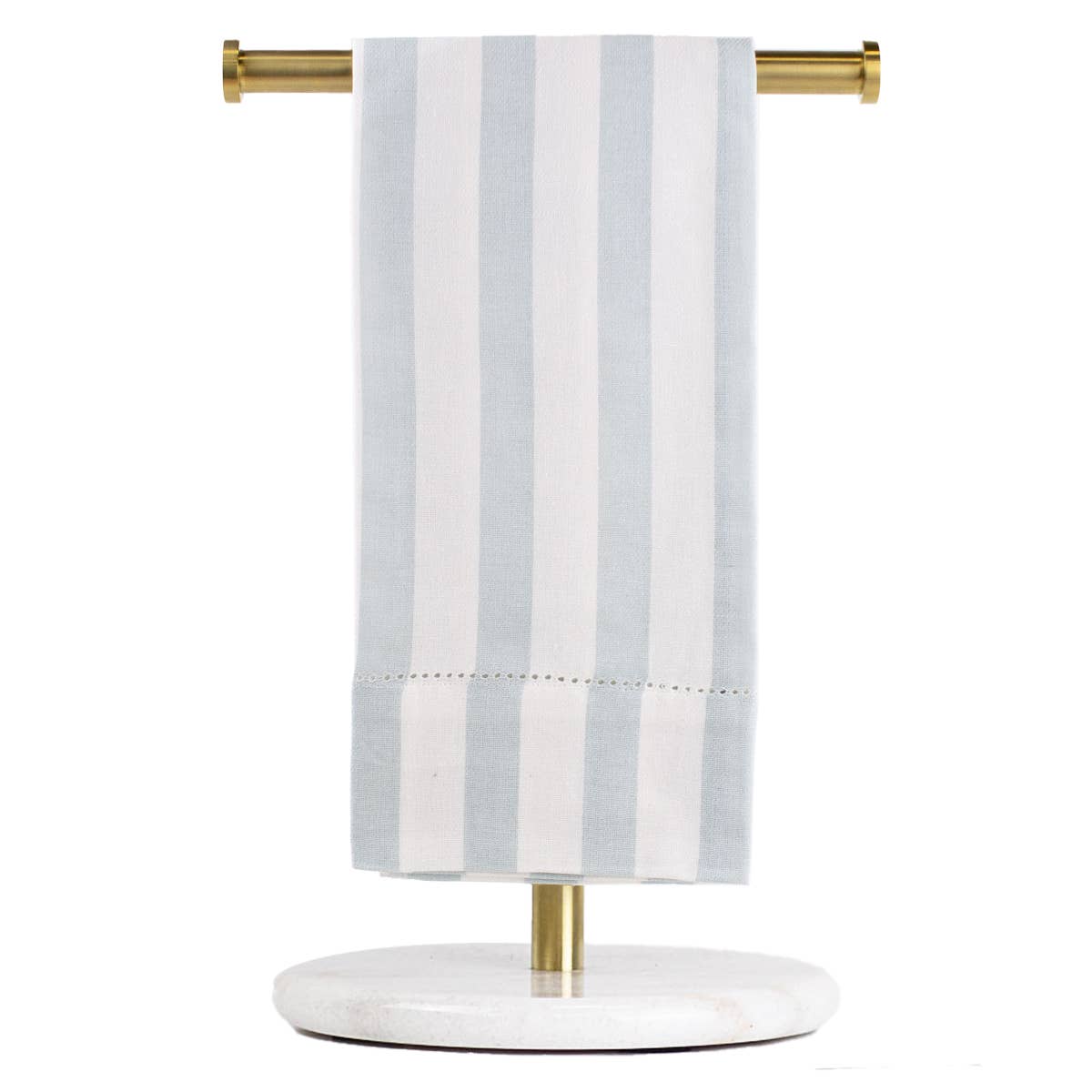 Stripe Hemstitch Hand Towel   White/Blue/Gold   20x28