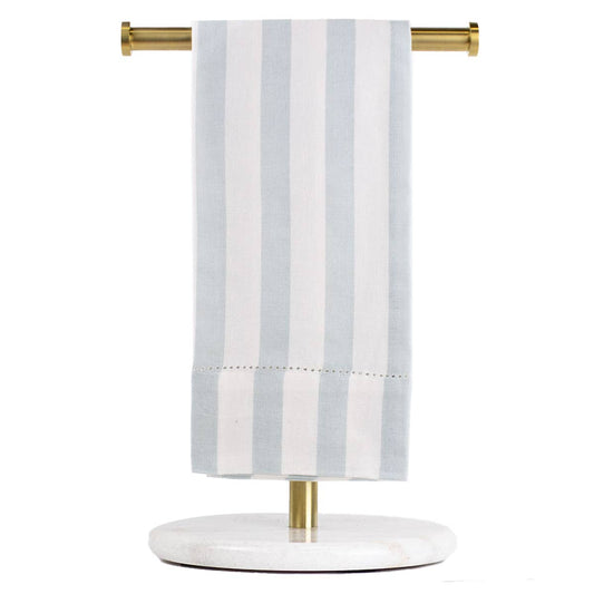 Stripe Hemstitch Hand Towel   White/Blue/Gold   20x28