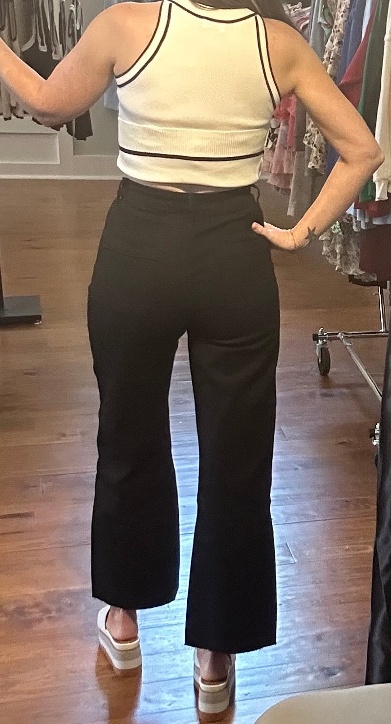 Black High Rise Stretch Cropped Denim