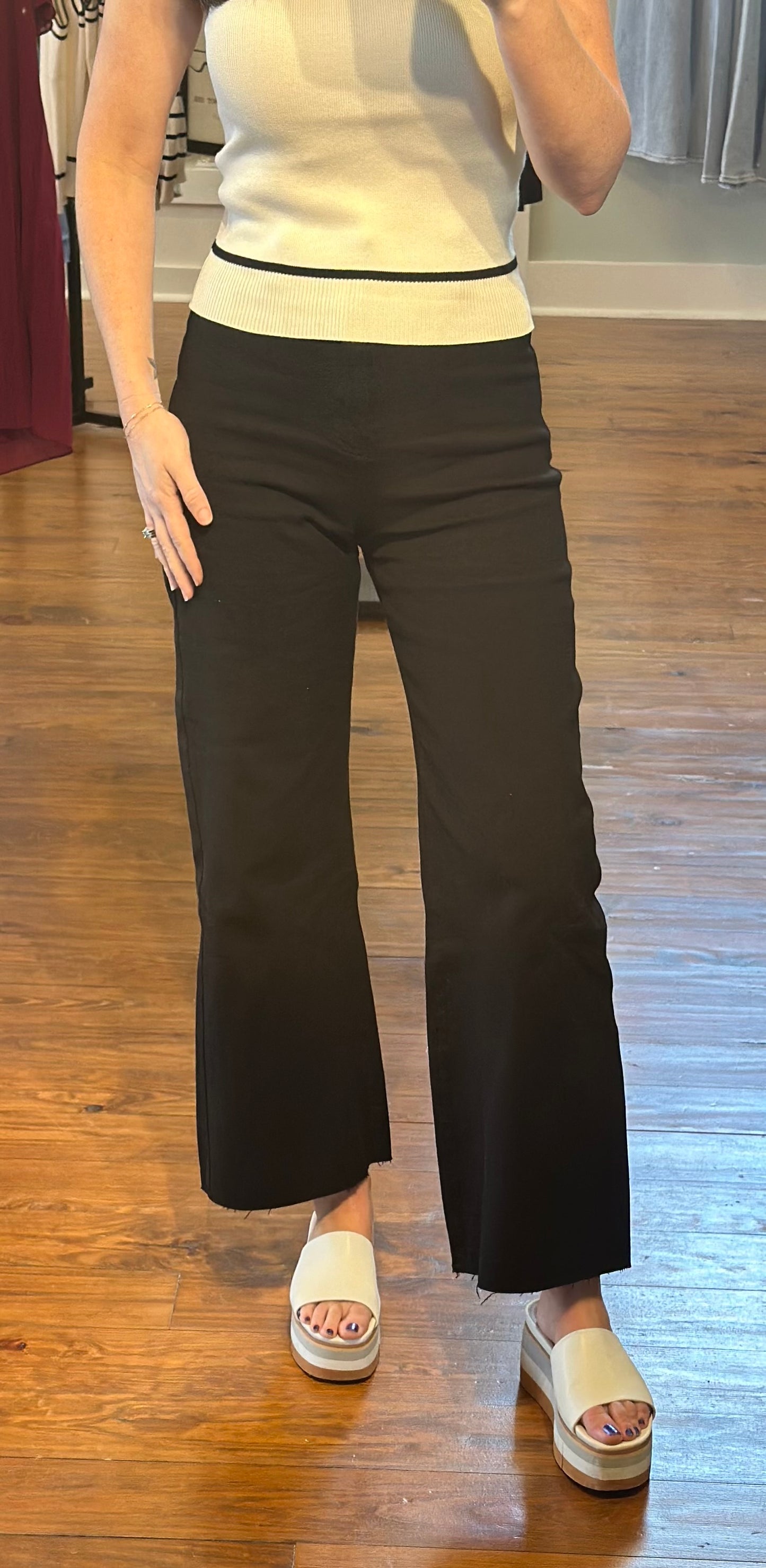 Black High Rise Stretch Cropped Denim