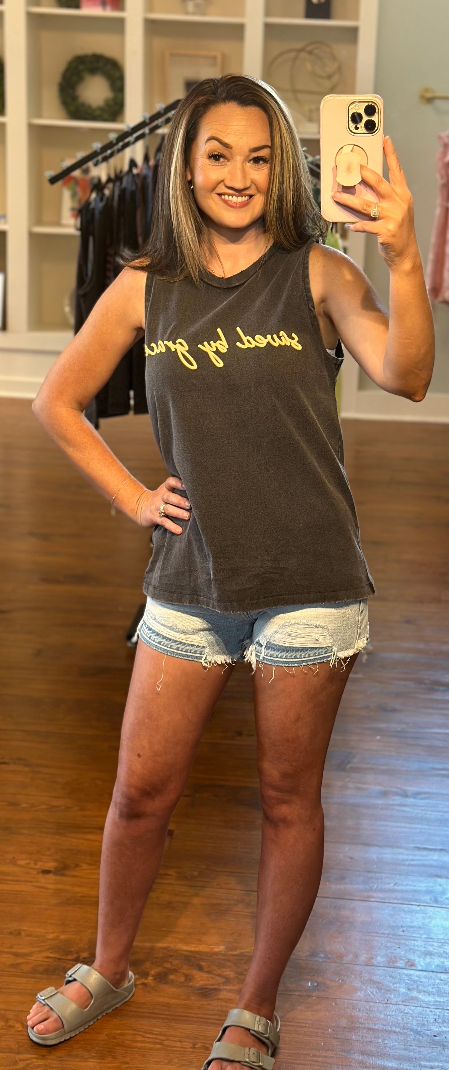 Saved By Grace Puff Graphic Tank