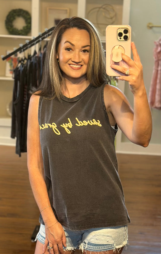Saved By Grace Puff Graphic Tank