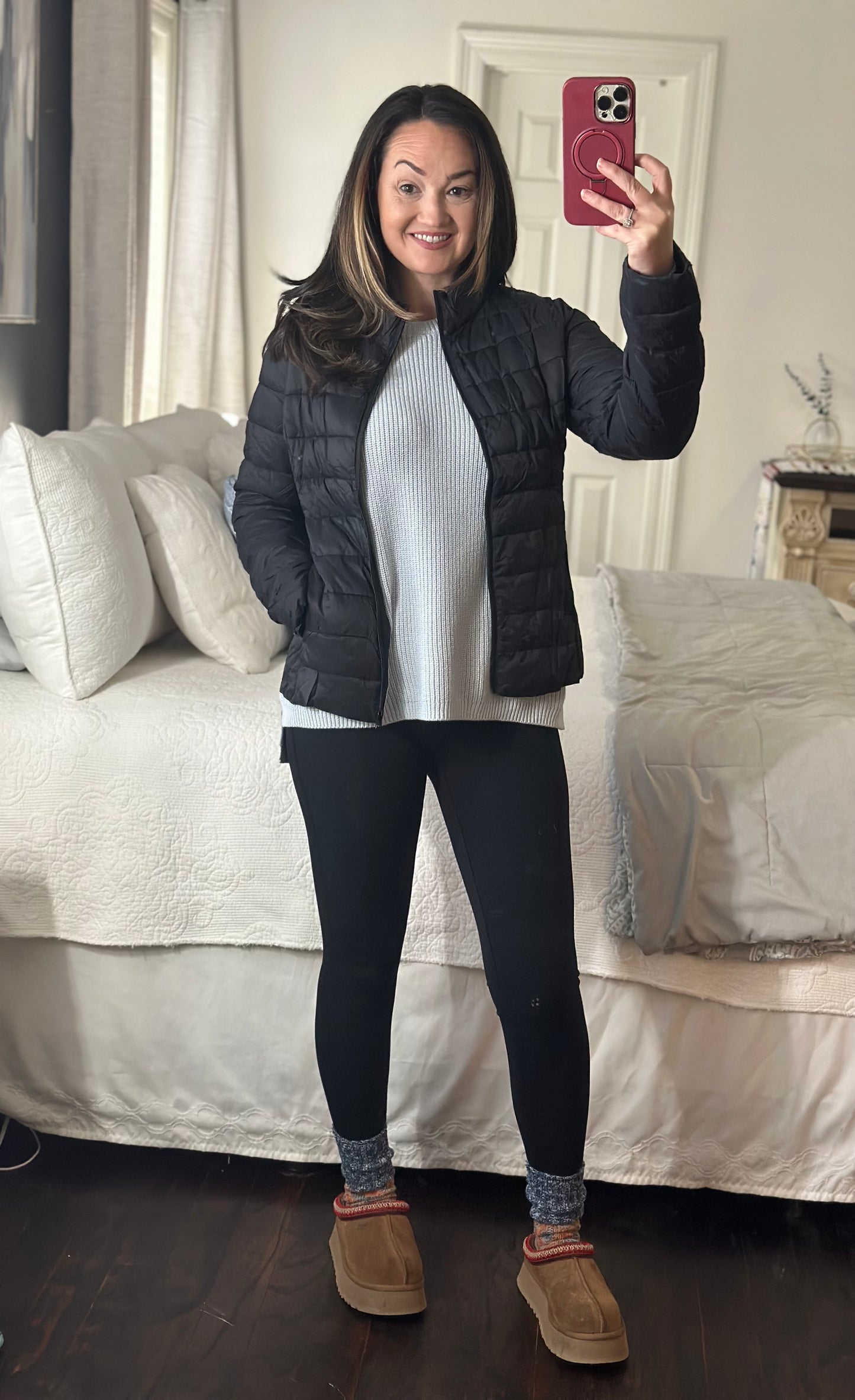 Black Puffer Zip Up Jacket