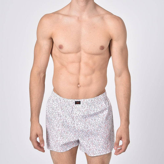 White Colorful Print Boxers